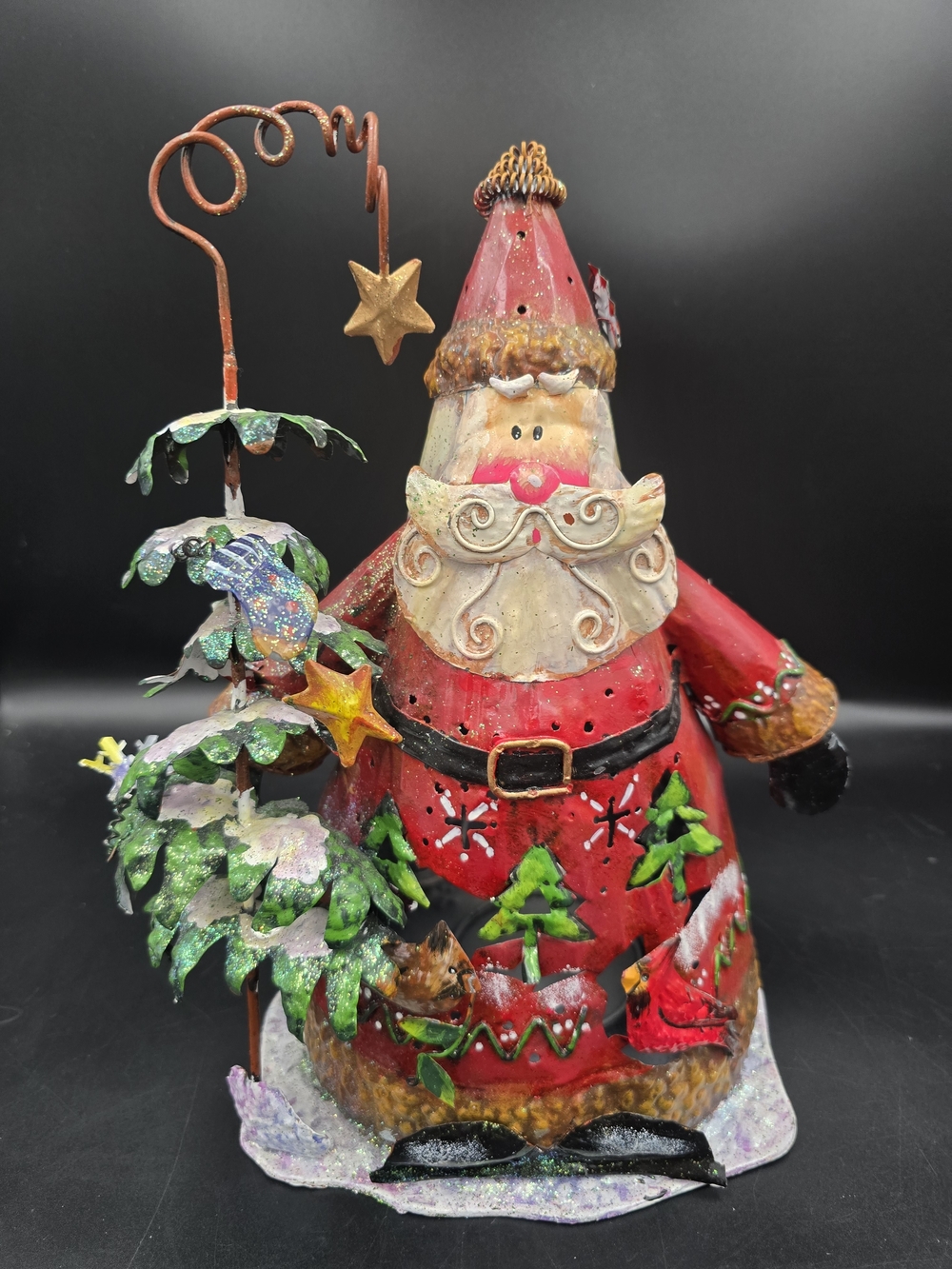 Festive Red Santa Figurine Lantern by
